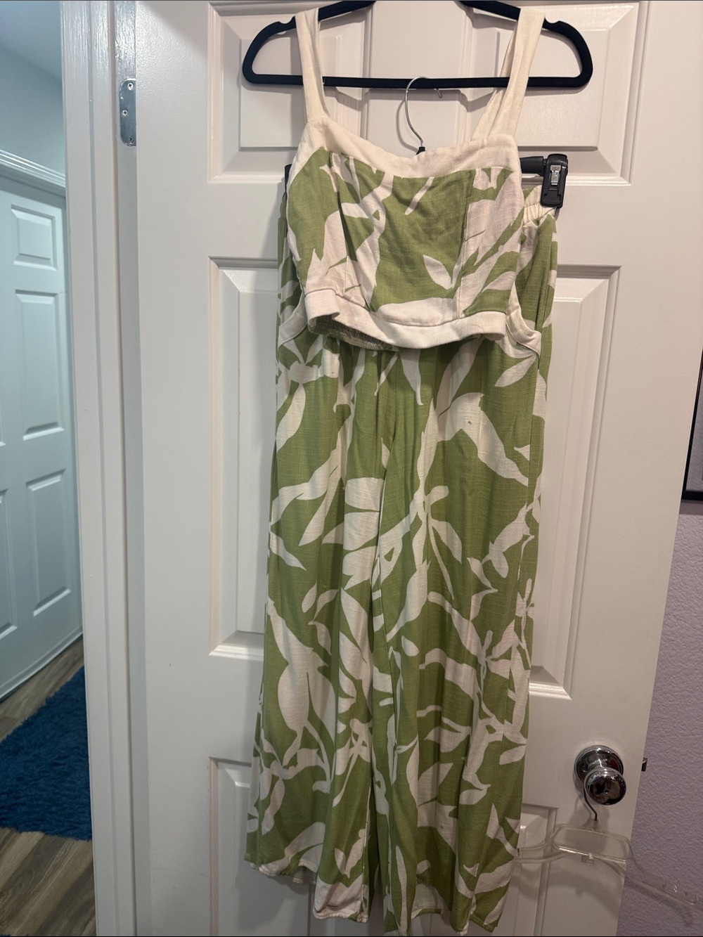 Sienna Sky Green and White Leaf-Print two piece set
